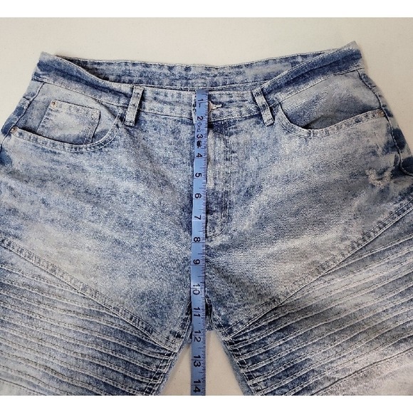 Southpole Denim Shorts Acid Wash Moto Style Ribbed Knee Distressed - Picture 6 of 10
